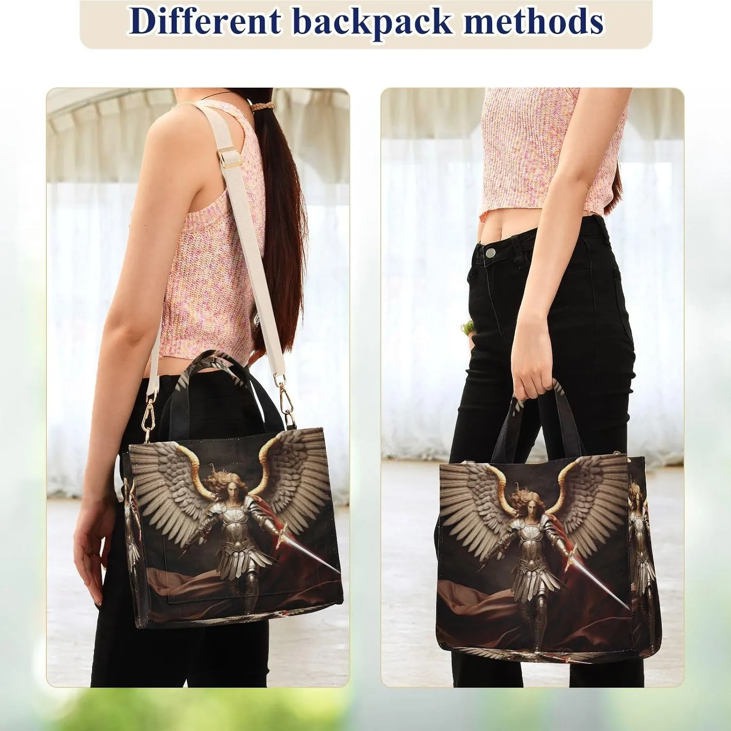 Corduroy Tote Bag Michal Archangel for Women Large Shoulder Bag with Pockets for Beach Work Travel Shopping S