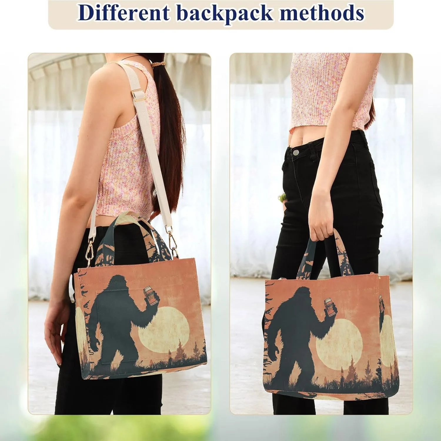 Corduroy Tote Bag Soda Sasquatch Sunset for Women Large Shoulder Bag with Pockets for Beach Work Travel Shopping S