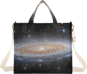 Corduroy Tote Bag Universe Space for Women Large Shoulder Bag with Pockets for Beach Work Travel Shopping S