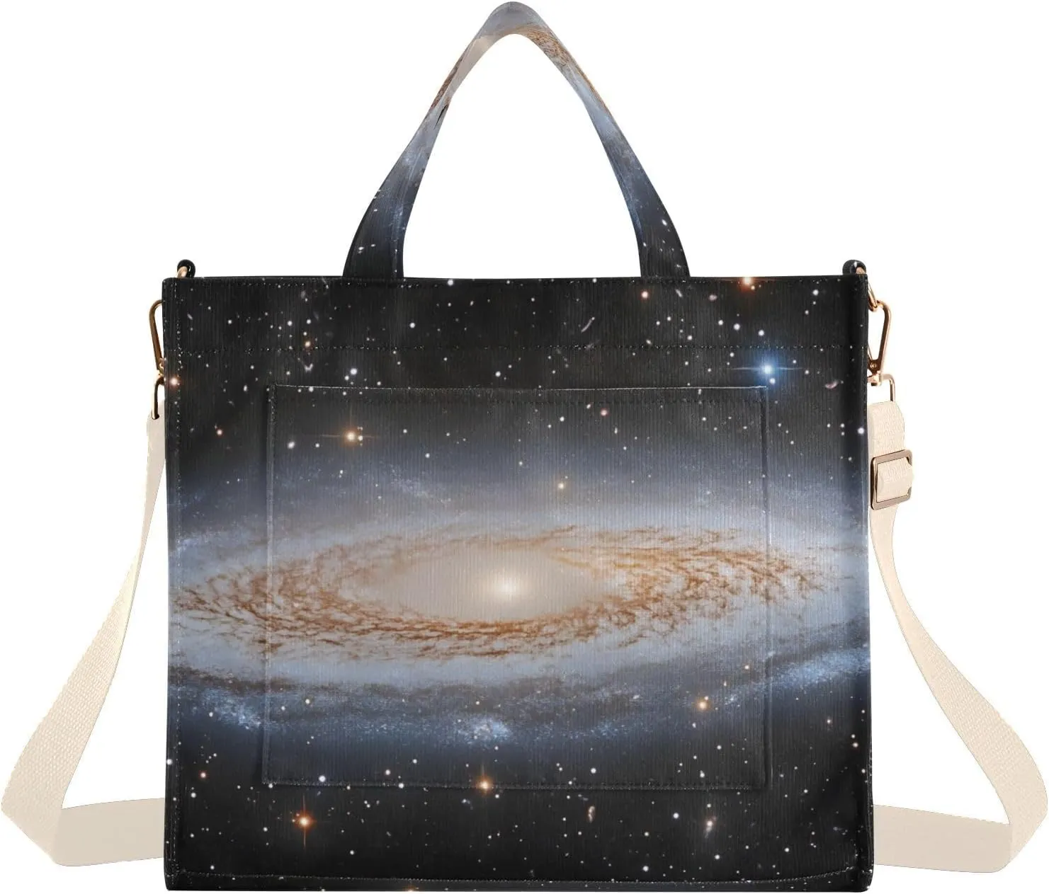 Corduroy Tote Bag Universe Space for Women Large Shoulder Bag with Pockets for Beach Work Travel Shopping S