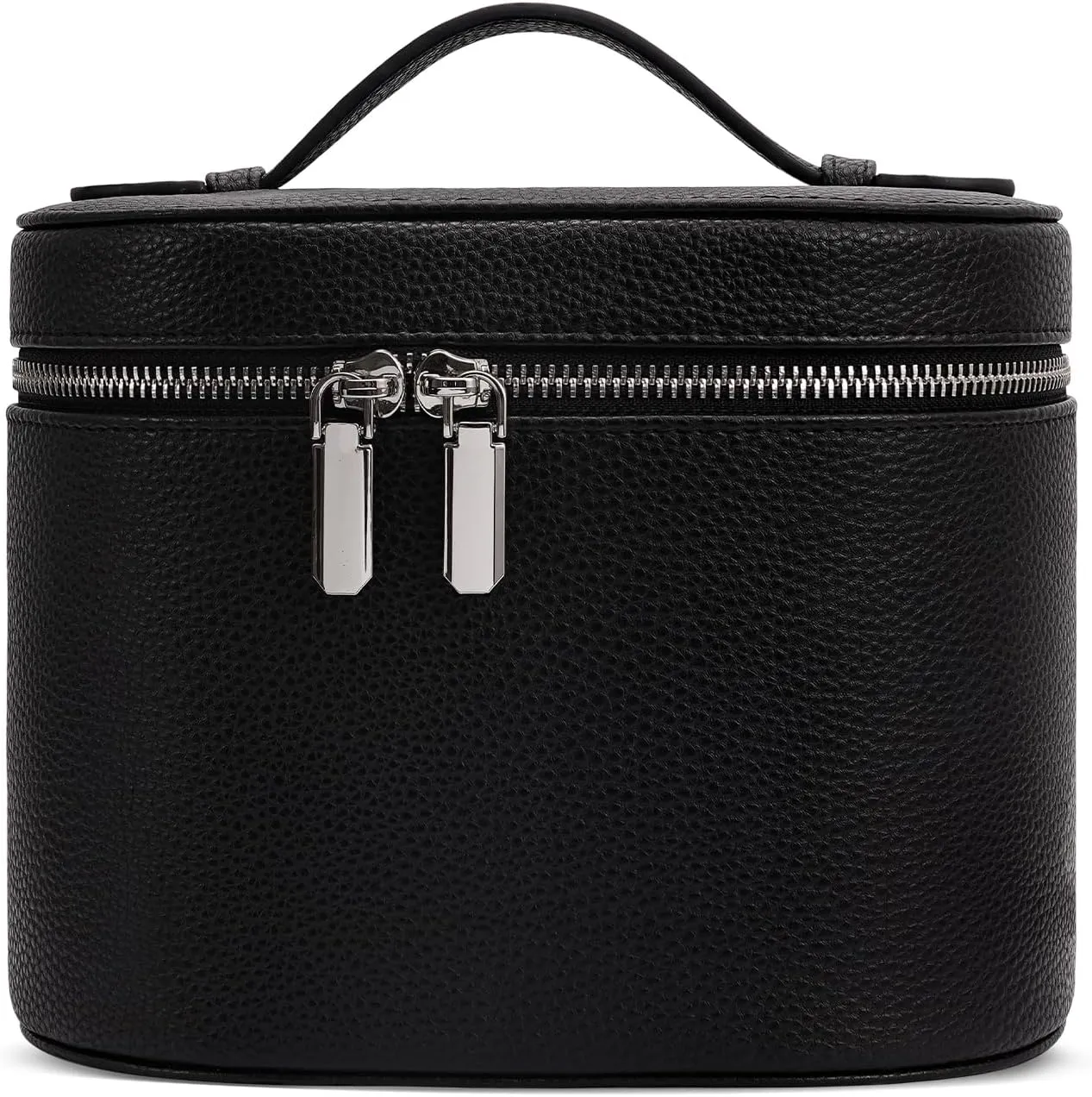 Cosmetic Case, Leather Makeup Bag, Portable Handheld Makeup Case, Detachable Compartments