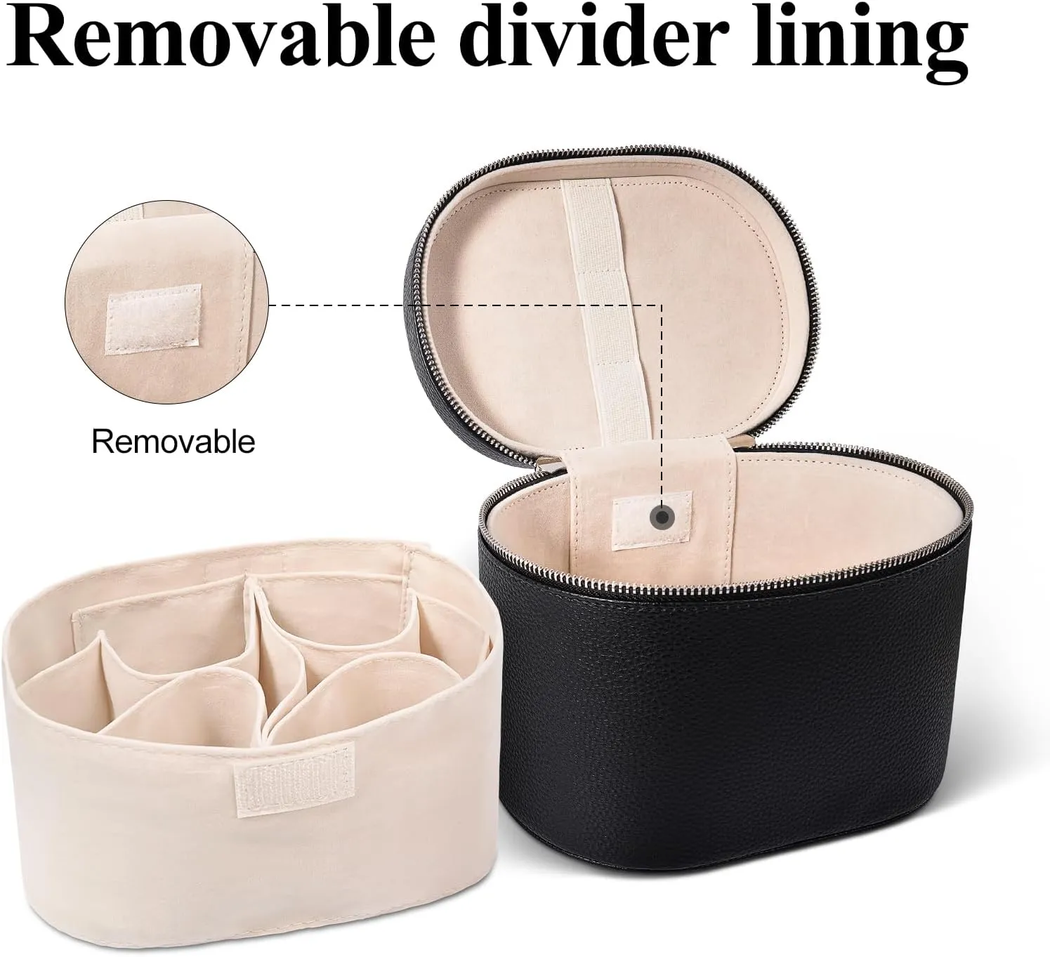 Cosmetic Case, Leather Makeup Bag, Portable Handheld Makeup Case, Detachable Compartments