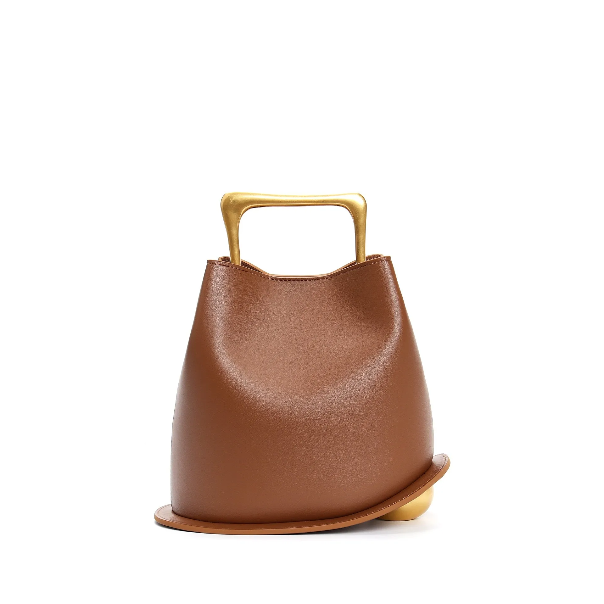 Cowhide Leather Women's Bag, Portable Bucket leather handbag