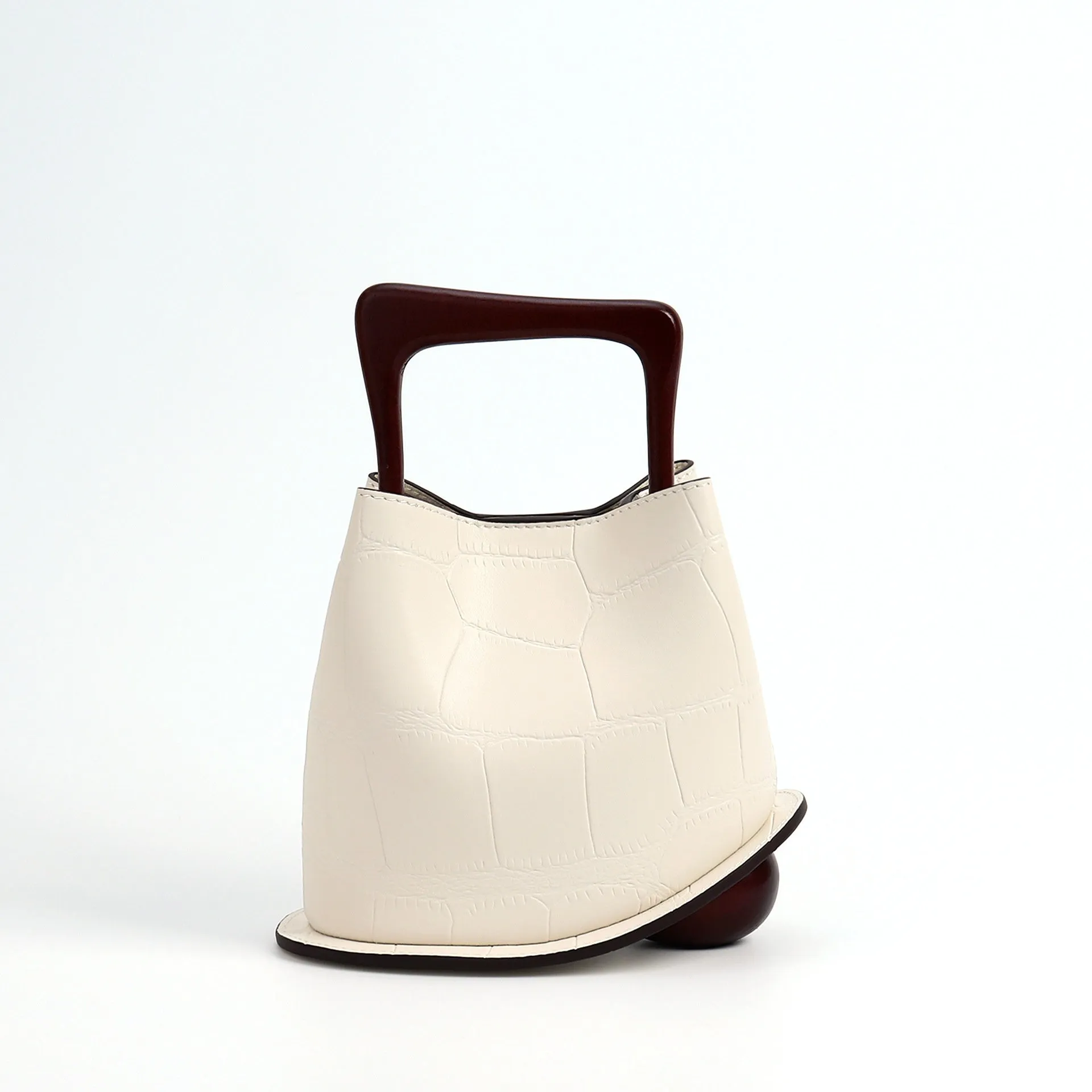 Cowhide Leather Women's Bag, Portable Bucket leather handbag