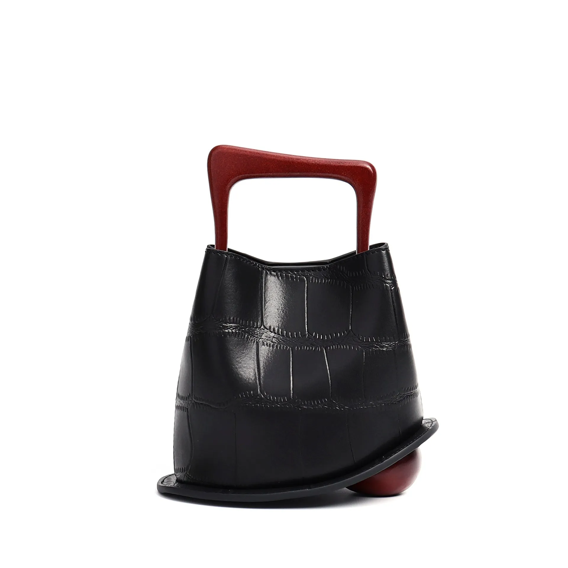 Cowhide Leather Women's Bag, Portable Bucket leather handbag