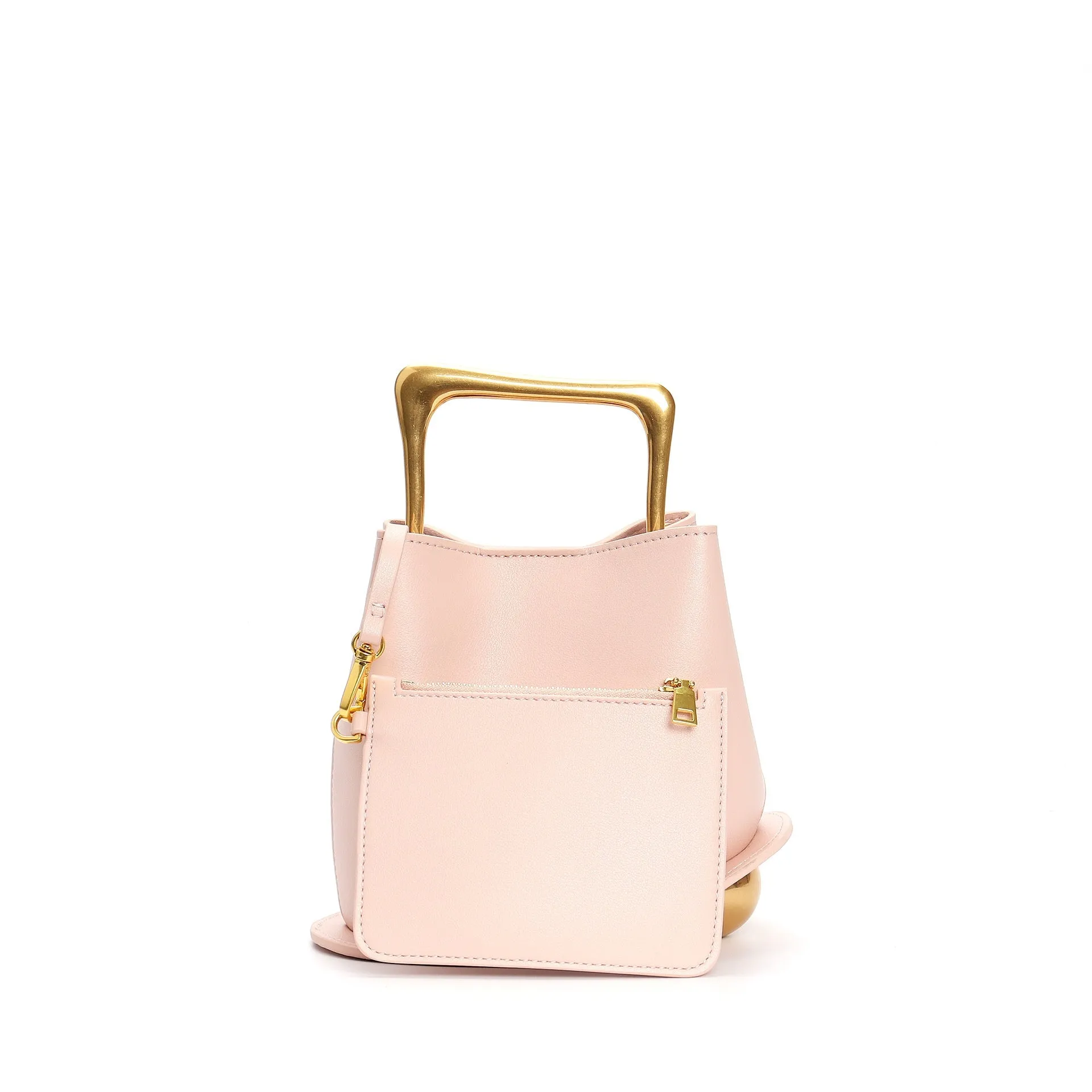 Cowhide Leather Women's Bag, Portable Bucket leather handbag