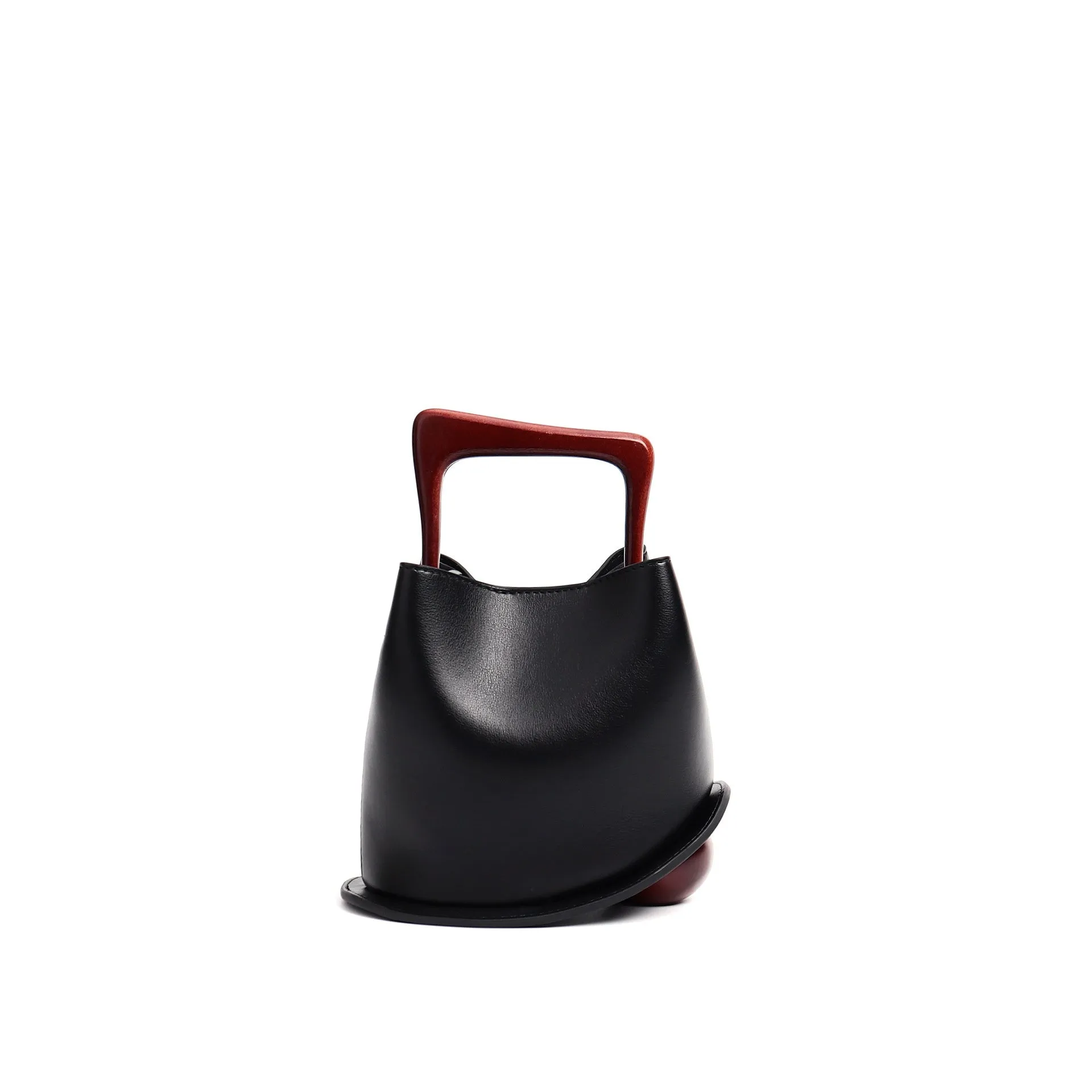 Cowhide Leather Women's Bag, Portable Bucket leather handbag
