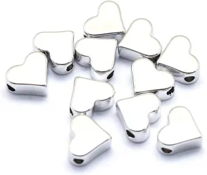 Craftdady 50pcs Flat Heart Spacer Beads Metal Loose Beads 6x7mm Platinum for Jewelry Making Hole:1.2mm
