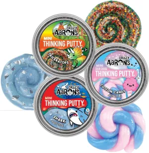 Crazy Aaron's Putty Mini Tins Triceratops, Cotton Candy & Shark Gift Set Bundle - 3 Pack (13.3g Each)