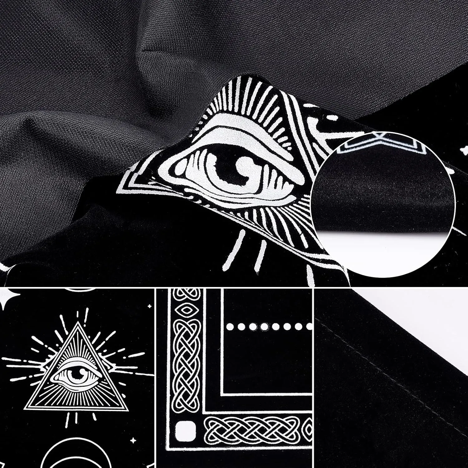 CREATCABIN Altar Cloth Eye of God Celestial Constellation Tarot Deck Spiritual Tapestry Tablecloth Sacred Cloth Astrology with Tarot Card Bag for Divination Witchcraft Supple Pagan 19.29 x 19.29 Inch