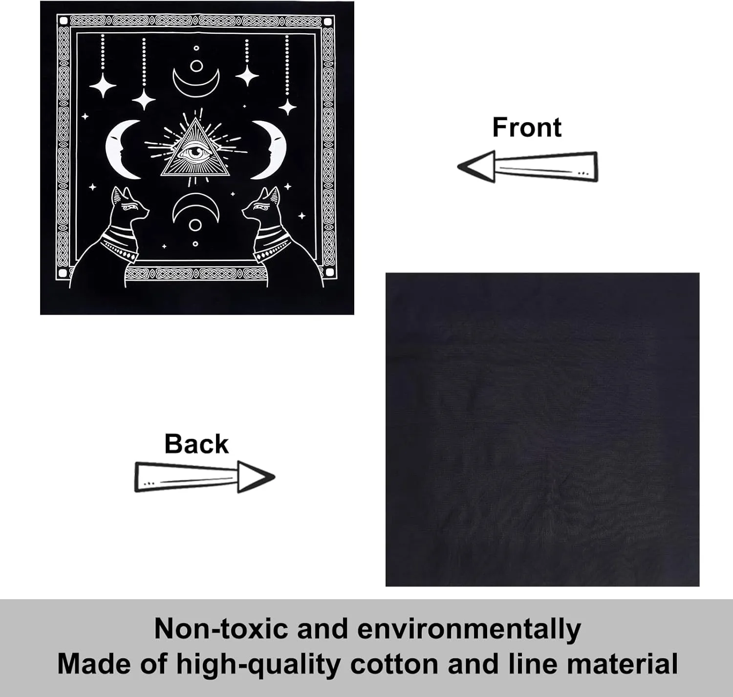 CREATCABIN Altar Cloth Eye of God Celestial Constellation Tarot Deck Spiritual Tapestry Tablecloth Sacred Cloth Astrology with Tarot Card Bag for Divination Witchcraft Supple Pagan 19.29 x 19.29 Inch