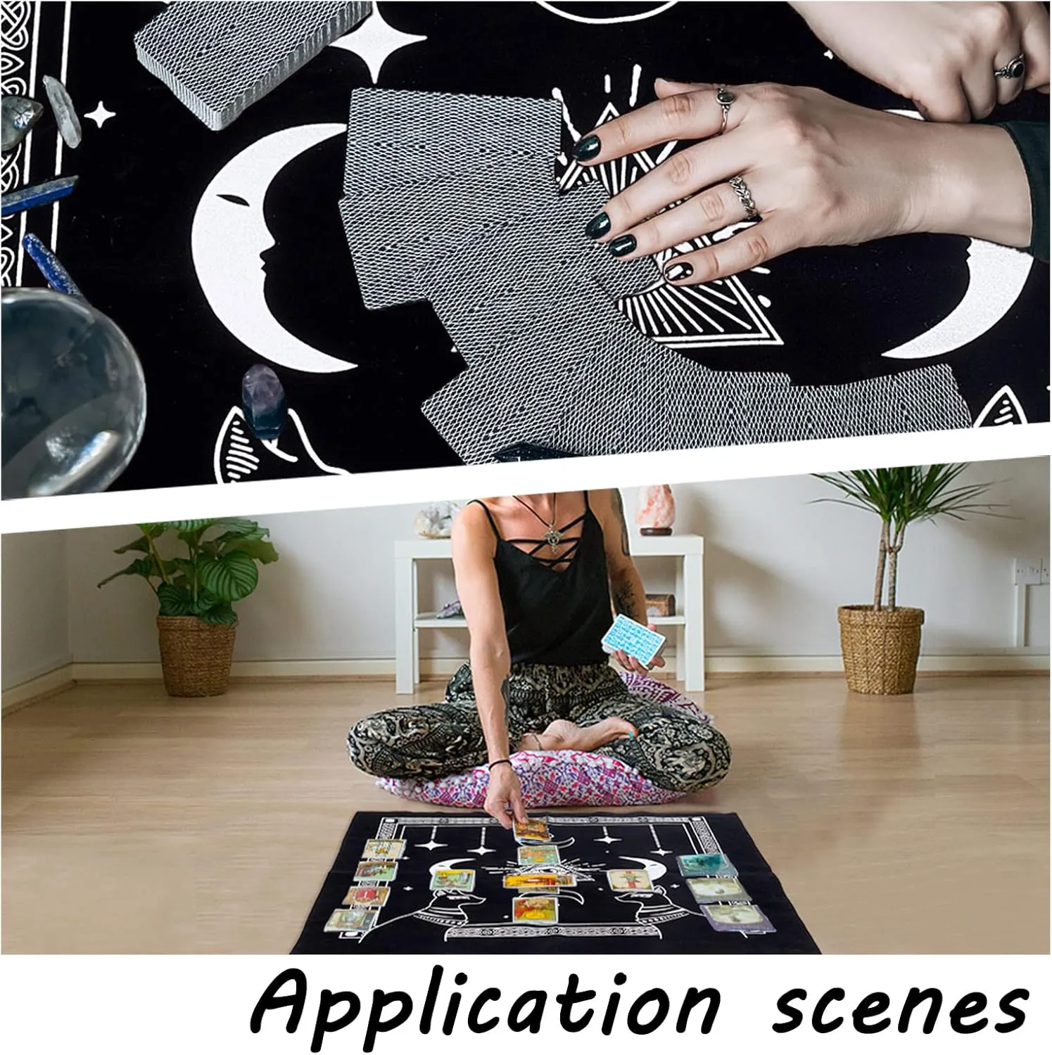 CREATCABIN Altar Cloth Eye of God Celestial Constellation Tarot Deck Spiritual Tapestry Tablecloth Sacred Cloth Astrology with Tarot Card Bag for Divination Witchcraft Supple Pagan 19.29 x 19.29 Inch