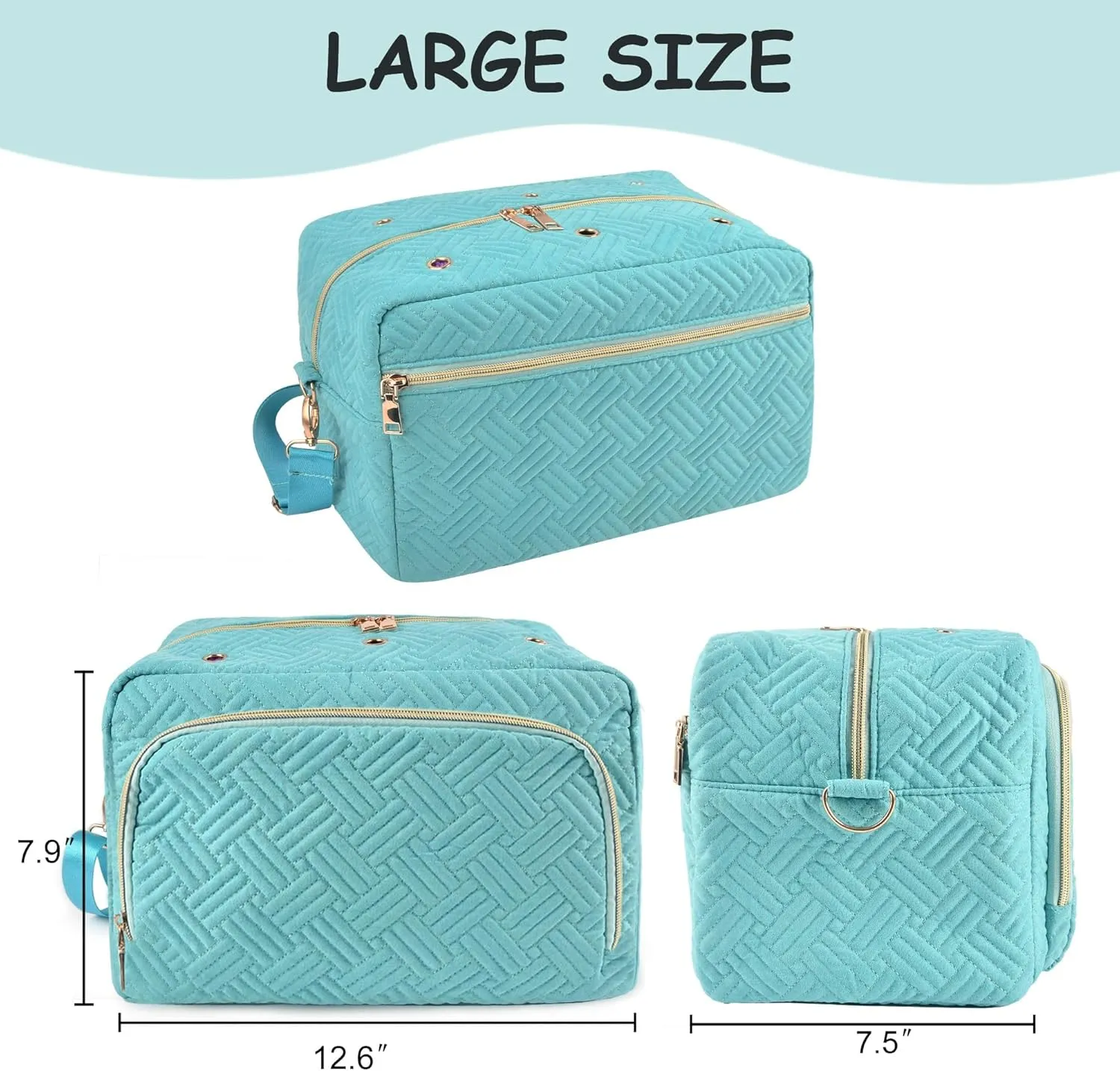 Crochet Bag Organizer, Yarn Storage Organizer, Yarn Holder for Crochet with Adjustable Shoulder Straps, Knitting Bag for Crocheting, Crochet Hook Case Gifts for Crocheters (Blue)