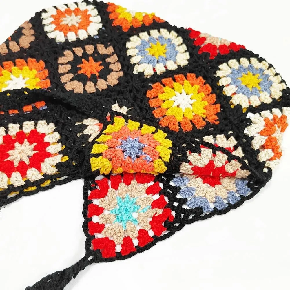 Crochet Handbags for Women Knitted Handmade Shouder Bag Colorful Summer Tote Woven Top Handle Purse Vacation