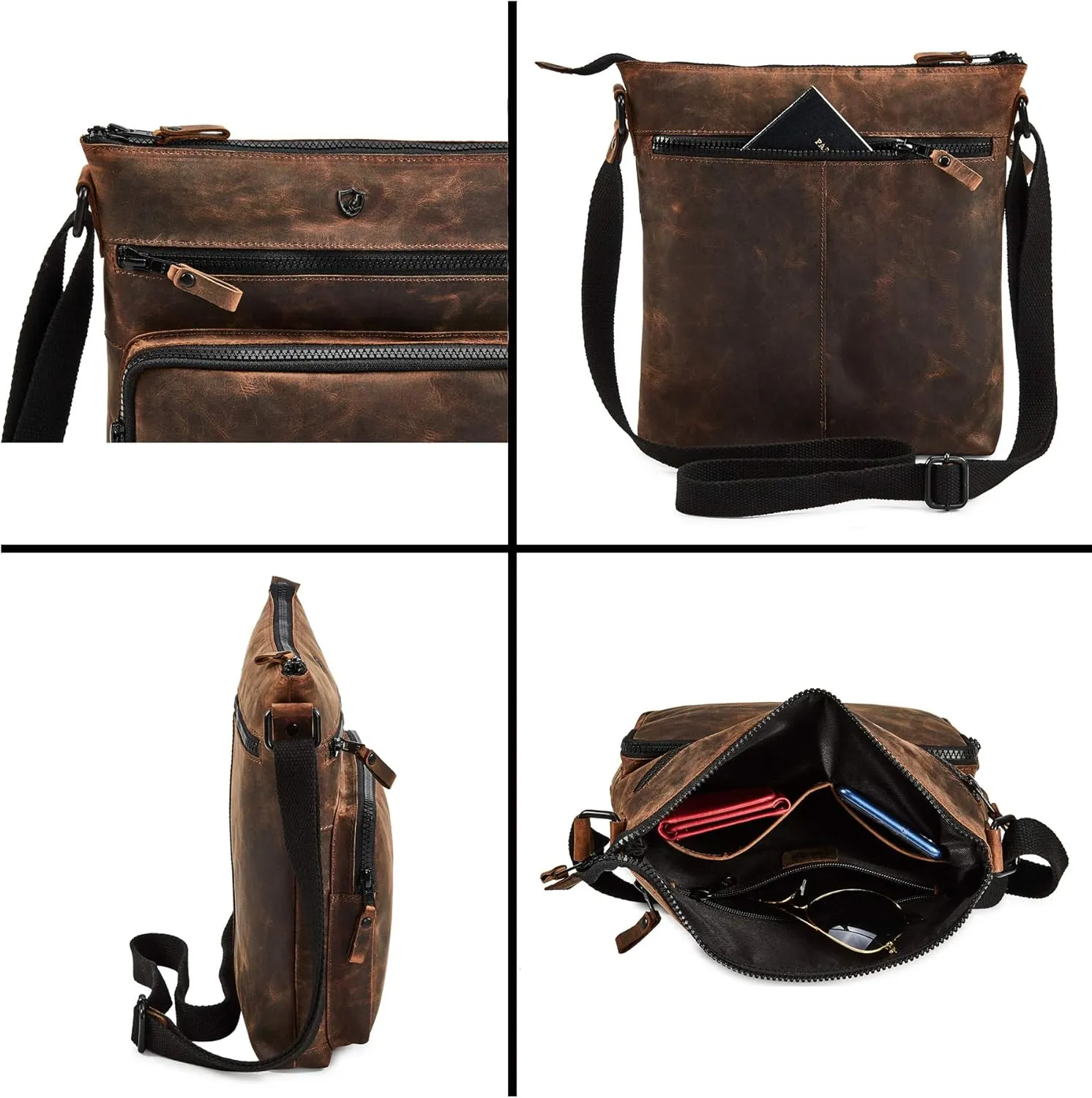 Crossbody Bags for Women Real Leather Purse Handmade Vintage Crossover Shoulder Pocketbook
