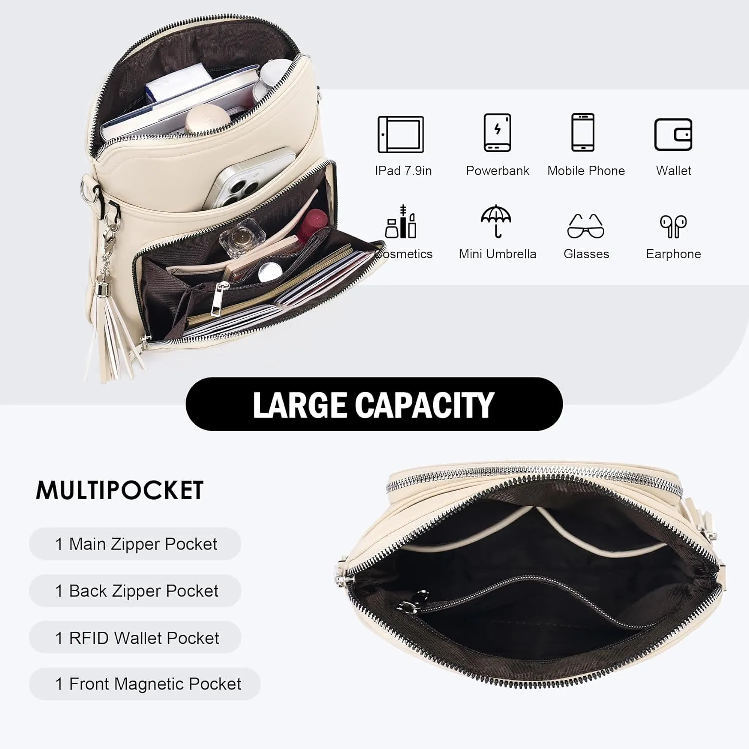 Crossbody Purse for Women,Lightweight Medium Crossbody Bag Soft Leather Women's Shoulder Handbags with Tassel