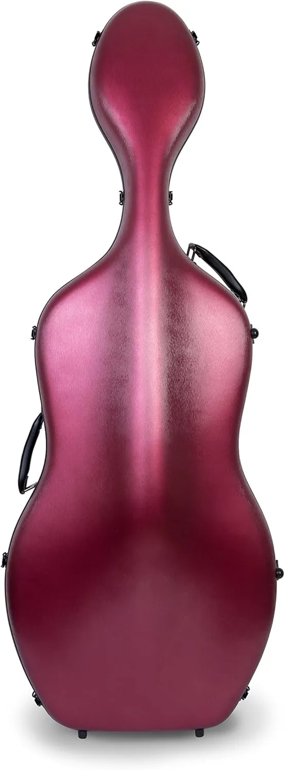 Crossrock Poly Carbon Cello Case for 4/4 Full-Size | Matte Red Finish, Wheels, Lightweight & Durable – Best for School Orchestra & Student Musicians