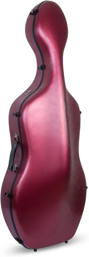 Crossrock Poly Carbon Cello Case for 4/4 Full-Size | Matte Red Finish, Wheels, Lightweight & Durable – Best for School Orchestra & Student Musicians