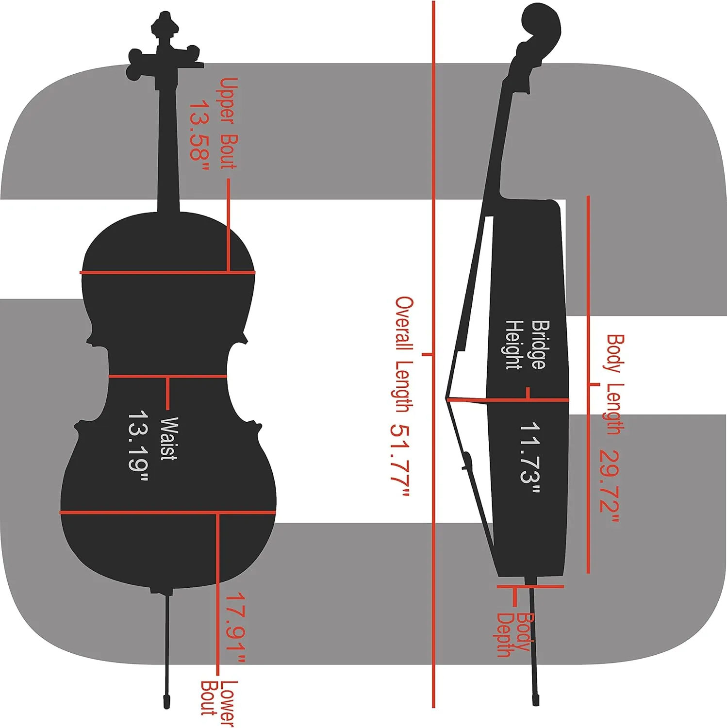 Crossrock Poly Carbon Cello Case for 4/4 Full-Size | Matte Red Finish, Wheels, Lightweight & Durable – Best for School Orchestra & Student Musicians