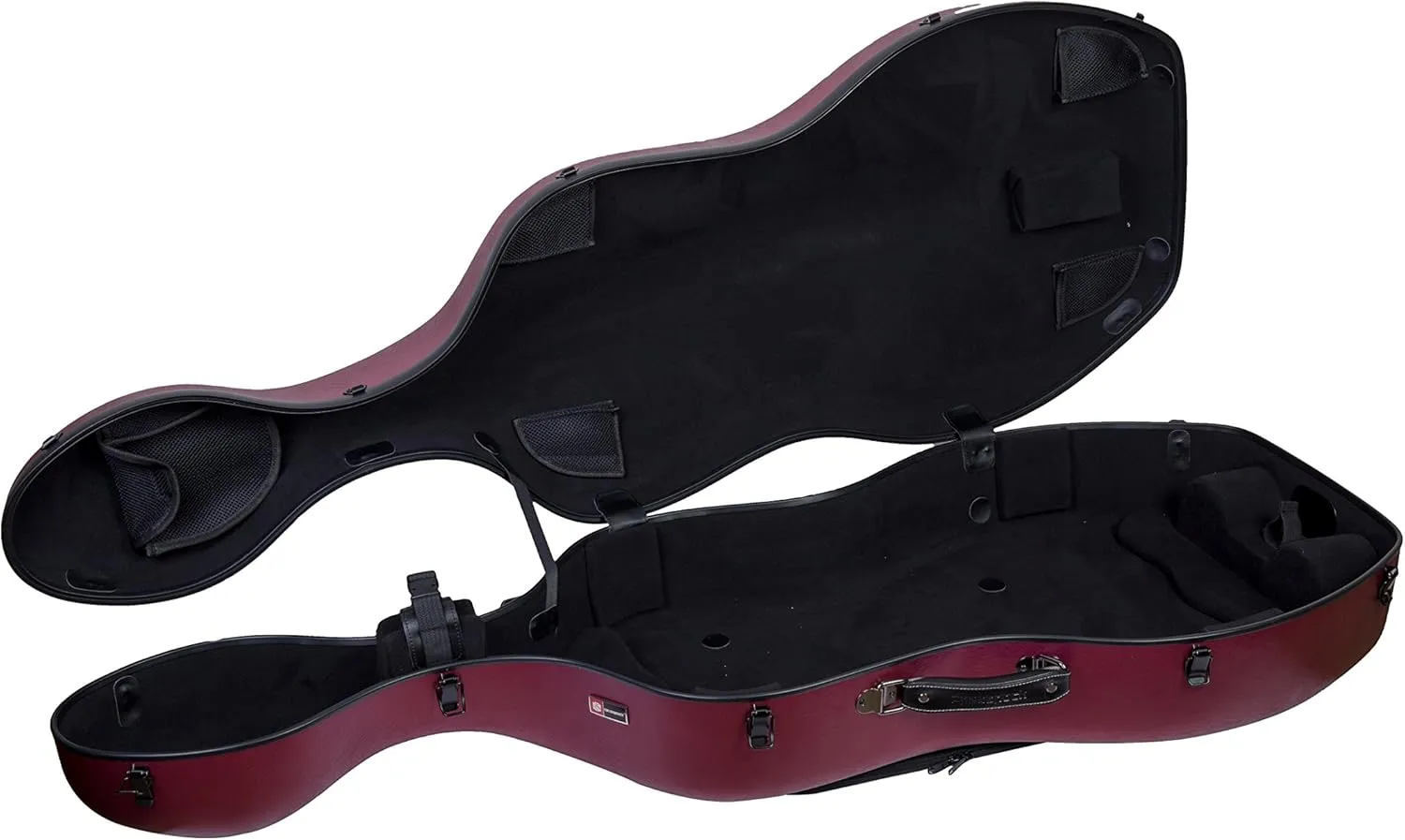 Crossrock Poly Carbon Cello Case for 4/4 Full-Size | Matte Red Finish, Wheels, Lightweight & Durable – Best for School Orchestra & Student Musicians