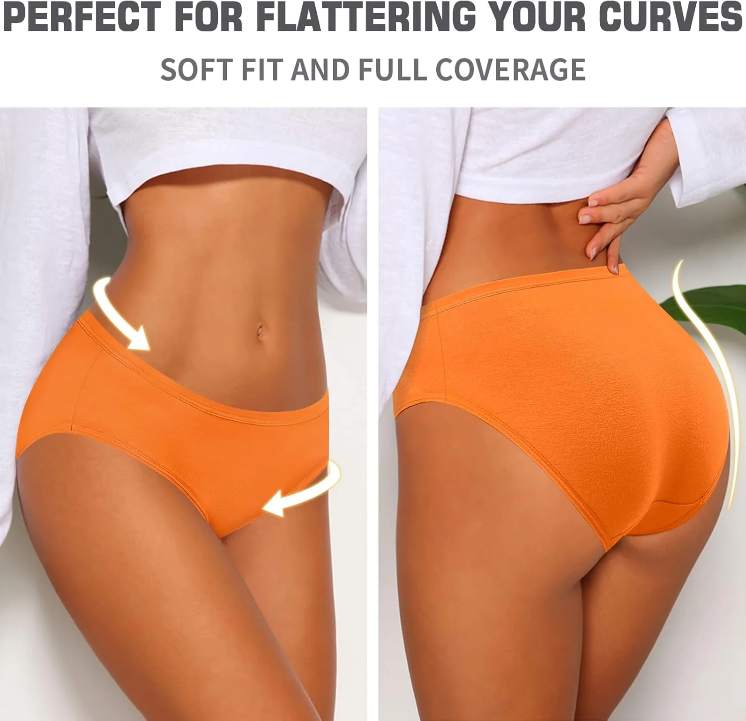 CULAYII Women's Cotton Bikini Panties, High-Cut Full Coverage Stretch Cool Underwear for Women