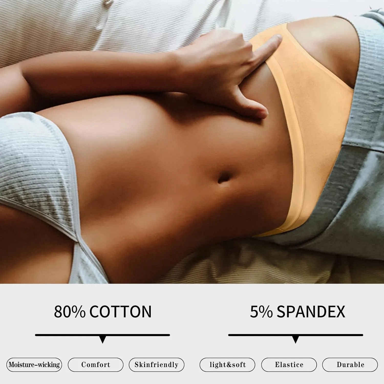 CULAYII Women's Cotton Bikini Panties, High-Cut Full Coverage Stretch Cool Underwear for Women