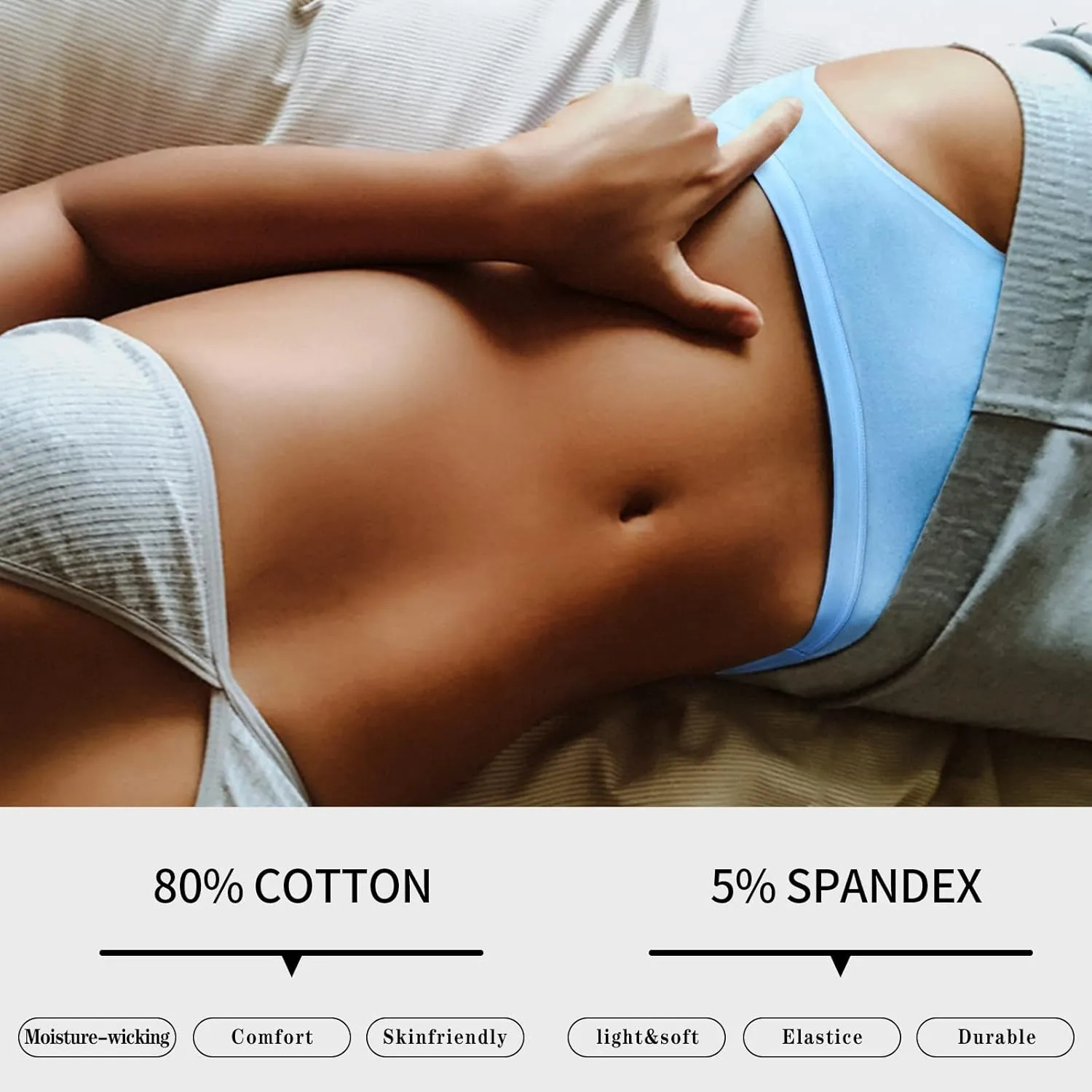CULAYII Women's Cotton Bikini Panties, High-Cut Full Coverage Stretch Cool Underwear for Women