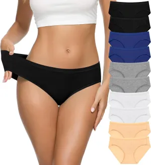 CULAYII Women's Cotton Bikini Panties, High-Cut Full Coverage Stretch Cool Underwear for Women