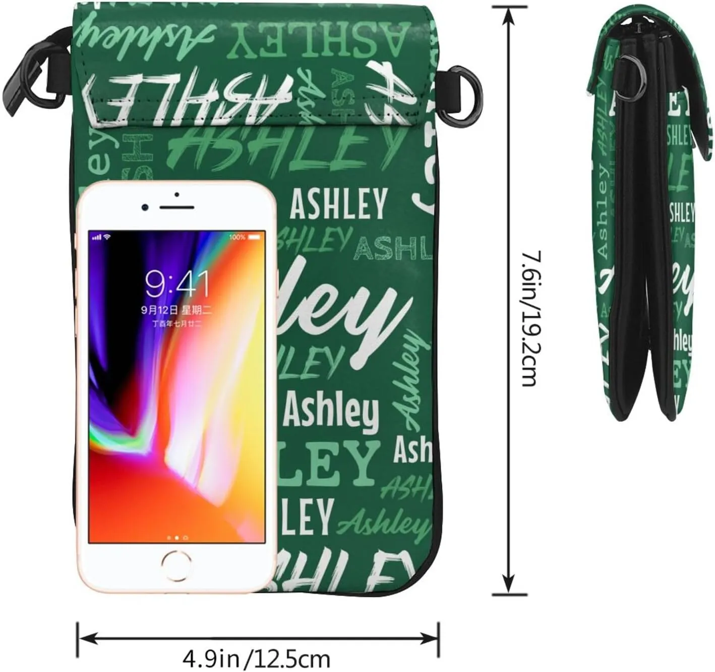 Custom Crossbody Phone Purse with Name, Personalized Name PU Leather Handbag, Customized Phone Bag Gift for Women