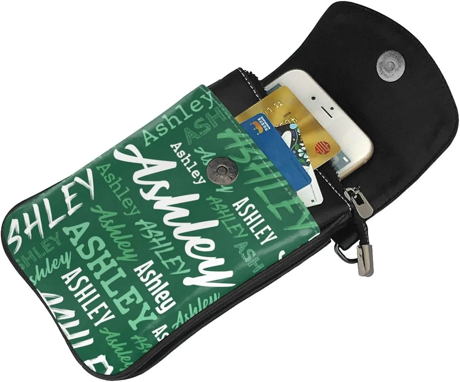 Custom Crossbody Phone Purse with Name, Personalized Name PU Leather Handbag, Customized Phone Bag Gift for Women