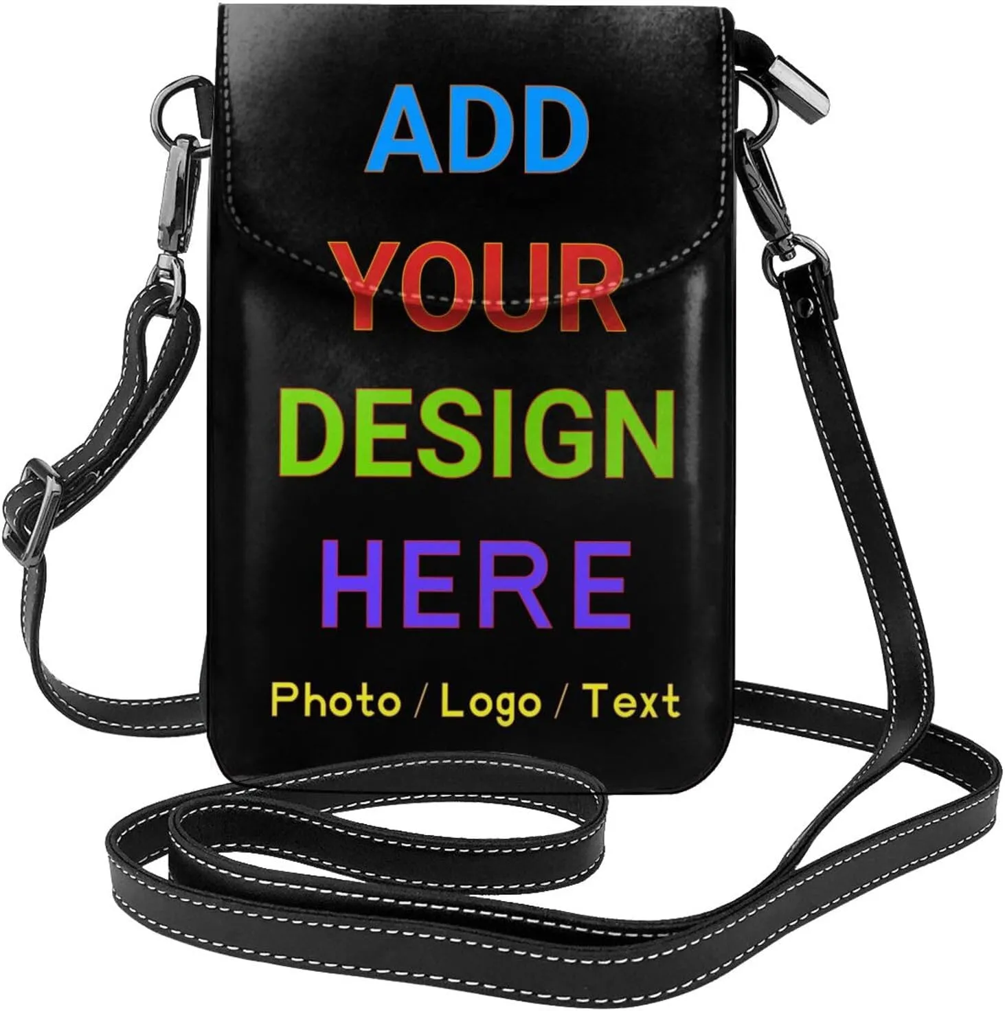 Custom Name Small Crossbody Cell Phone Bag for Women Personalized PU Leather Mini Shoulder Bag Wallet Cellphone Purse with Credit Card Slots and Adjustable Strap (Custom)