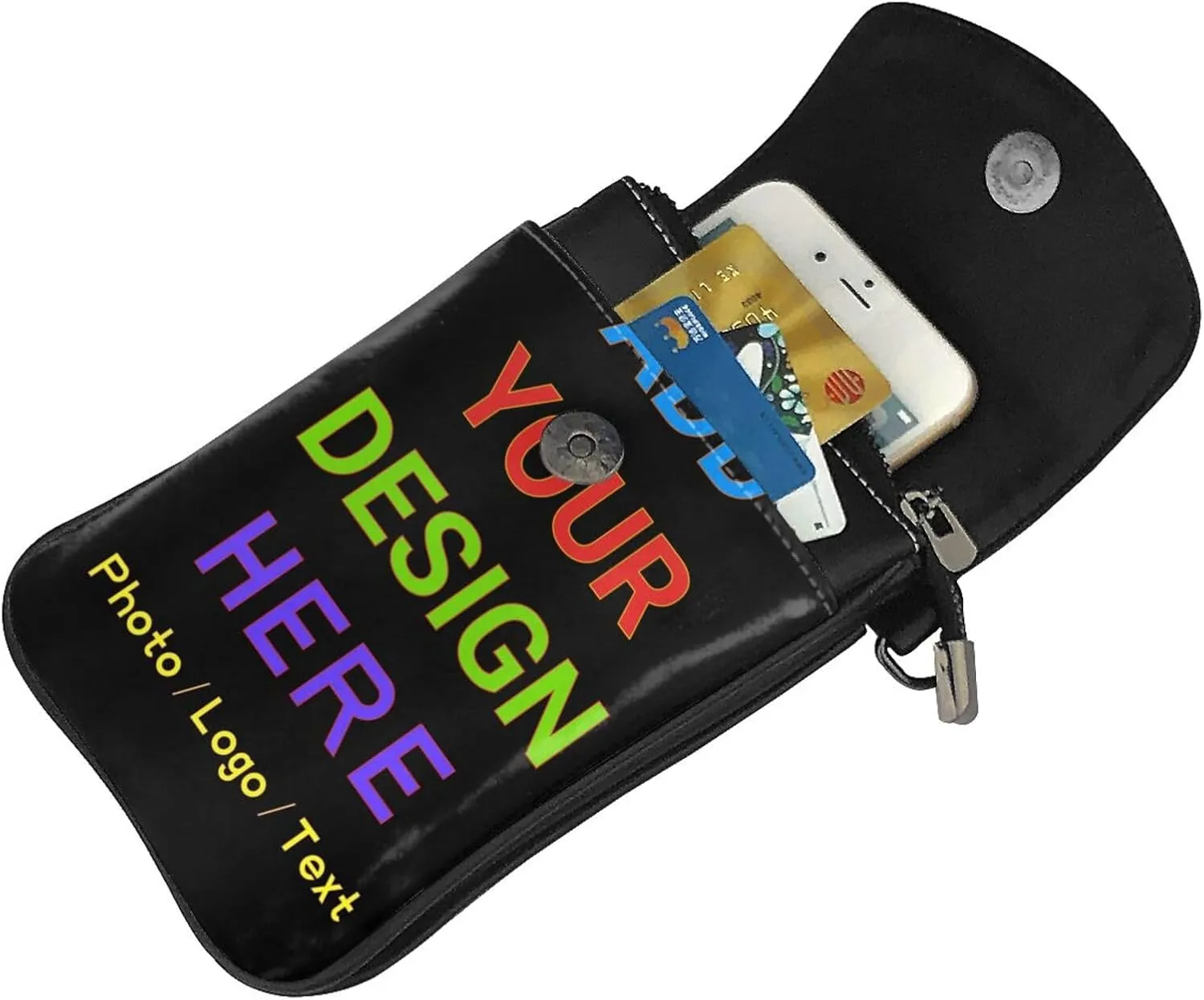 Custom Name Small Crossbody Cell Phone Bag for Women Personalized PU Leather Mini Shoulder Bag Wallet Cellphone Purse with Credit Card Slots and Adjustable Strap (Custom)