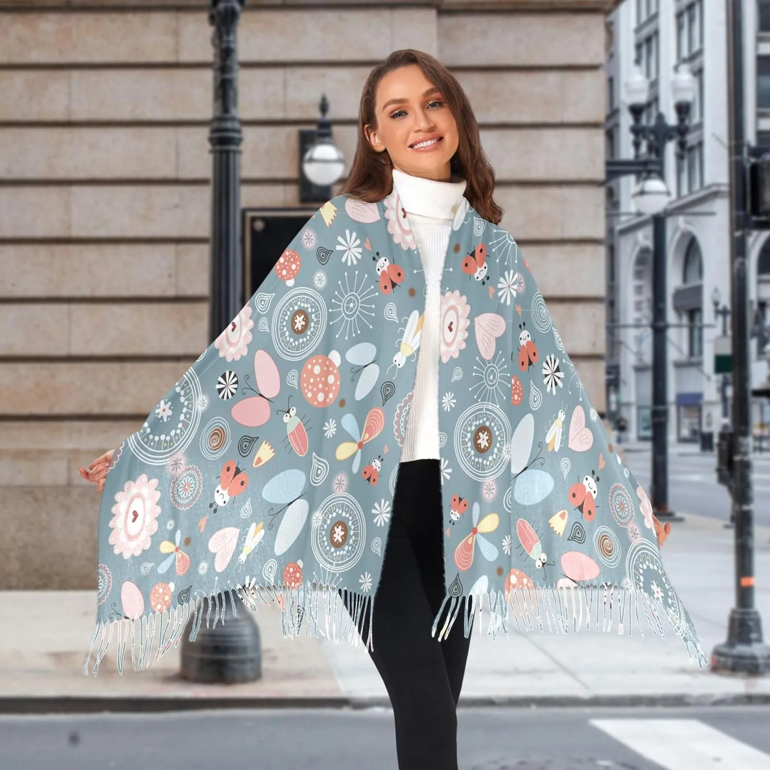 Cute Cartoon Animal Face Travel Scarf Decorative Women Shawls and Wraps Evening Pashmina Scarves