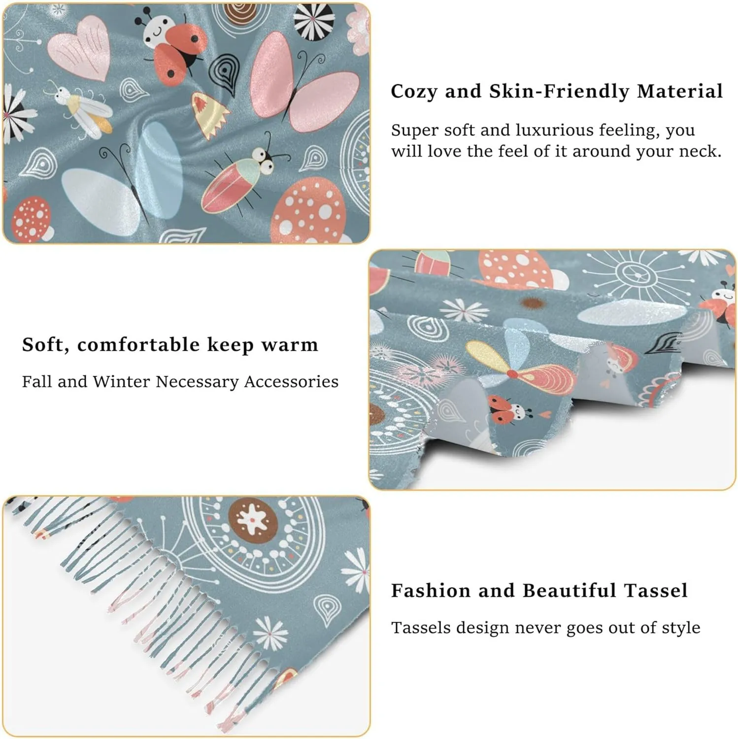 Cute Cartoon Animal Face Travel Scarf Decorative Women Shawls and Wraps Evening Pashmina Scarves