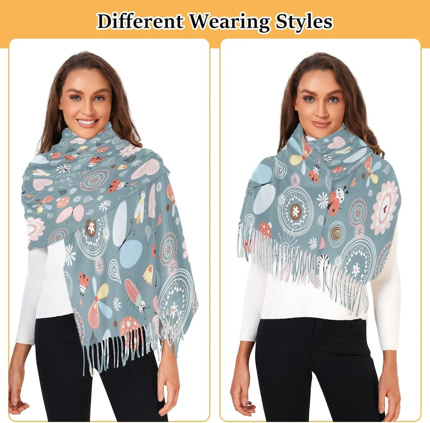 Cute Cartoon Animal Face Travel Scarf Decorative Women Shawls and Wraps Evening Pashmina Scarves