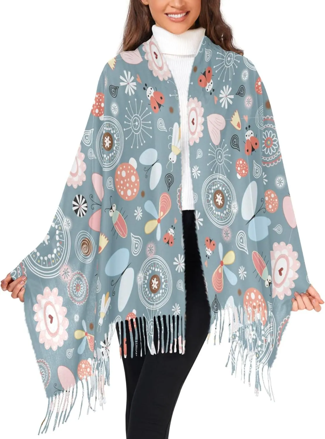 Cute Cartoon Animal Face Travel Scarf Decorative Women Shawls and Wraps Evening Pashmina Scarves