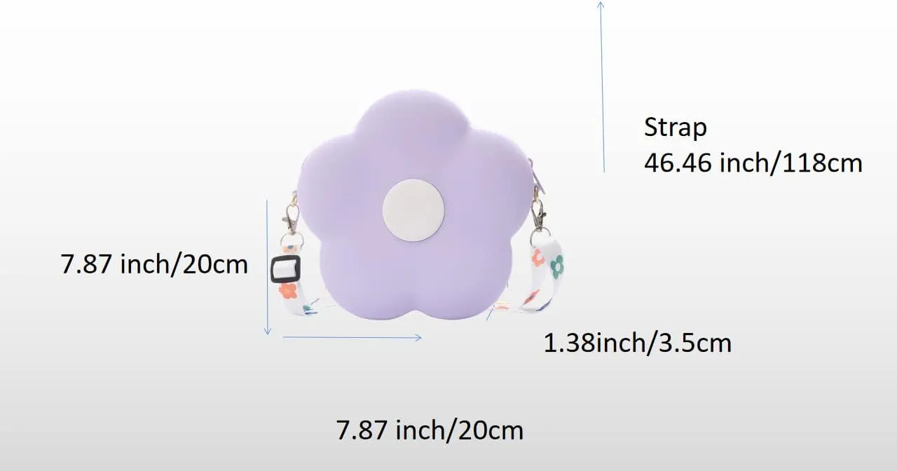 Cute Flower Shaped Mini Purse Crossbody Bag for Women Girls Novelty Silicone Shoulder Bag