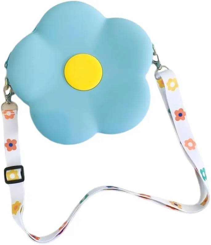 Cute Flower Shaped Mini Purse Crossbody Bag for Women Girls Novelty Silicone Shoulder Bag