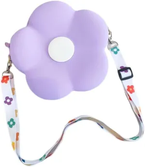 Cute Flower Shaped Mini Purse Crossbody Bag for Women Girls Novelty Silicone Shoulder Bag