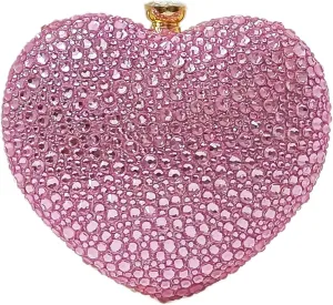Cute Heart Shape Clutch Purse Mini Love Heart Rhinestone Wedding Handbag Party Women Purse