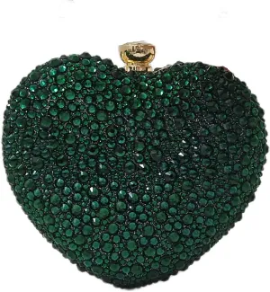Cute Heart Shape Clutch Purse Mini Love Heart Rhinestone Wedding Handbag Party Women Purse