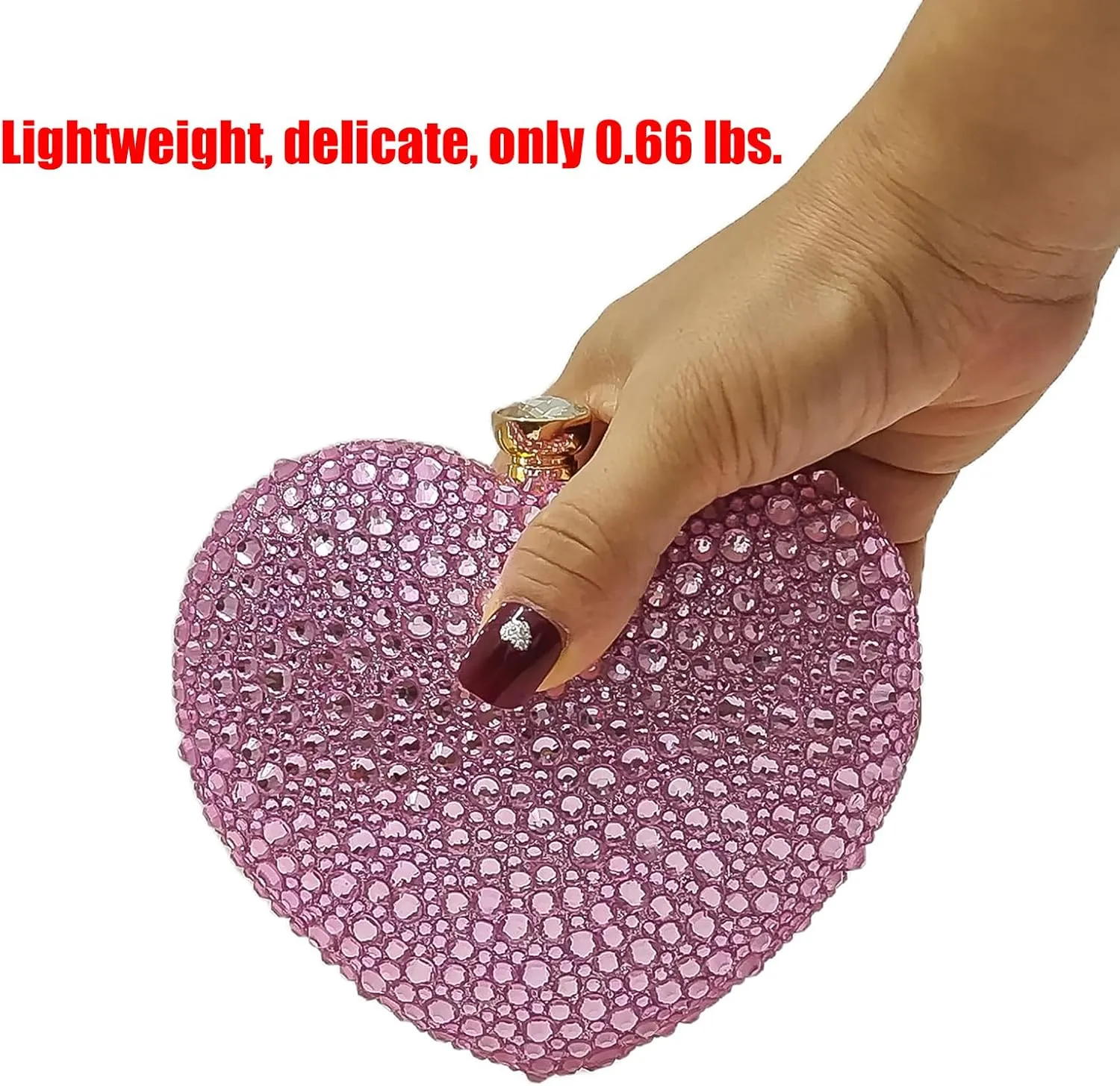 Cute Heart Shape Clutch Purse Mini Love Heart Rhinestone Wedding Handbag Party Women Purse