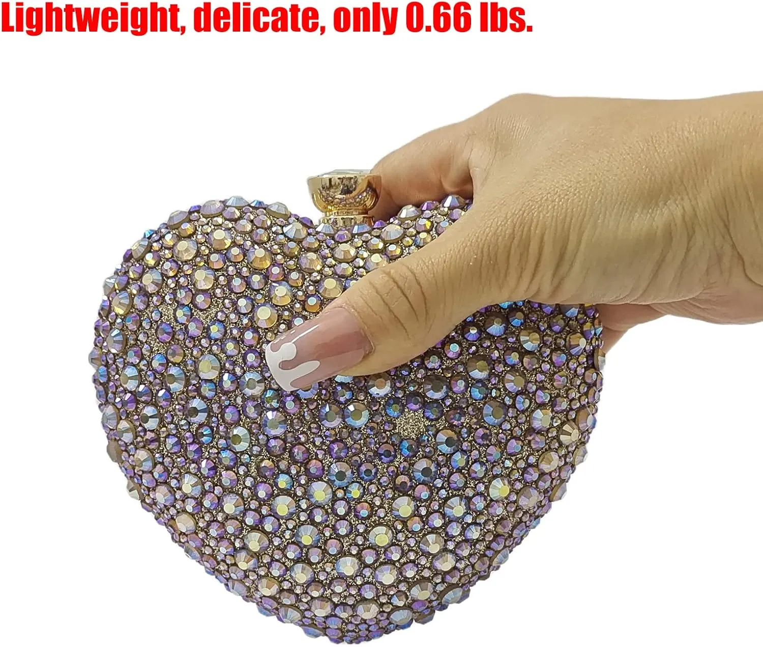 Cute Heart Shape Clutch Purse Mini Love Heart Rhinestone Wedding Handbag Party Women Purse