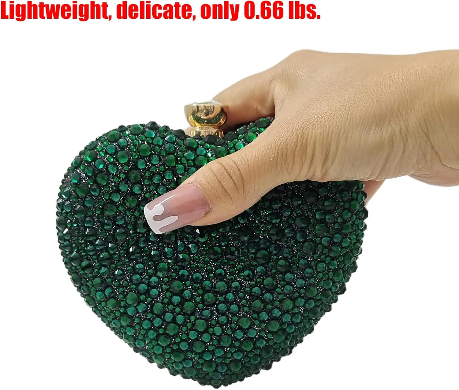 Cute Heart Shape Clutch Purse Mini Love Heart Rhinestone Wedding Handbag Party Women Purse
