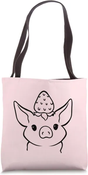 Cute Sow Swine Strawberry Mini Pig Tote Bag