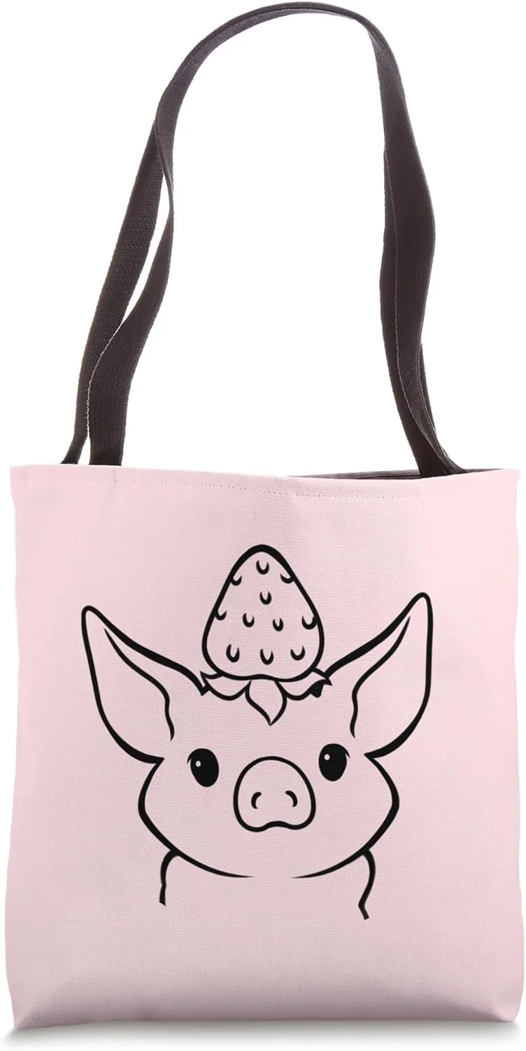Cute Sow Swine Strawberry Mini Pig Tote Bag