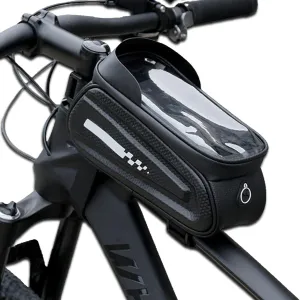 Cycling Bikes Bag, PVC Black Hard Shell Touching Screen Bikes Bag Mobile Phone Bikes Cycling Packet Equipment Bikes Phone Mount Bag for Different Types Bikes