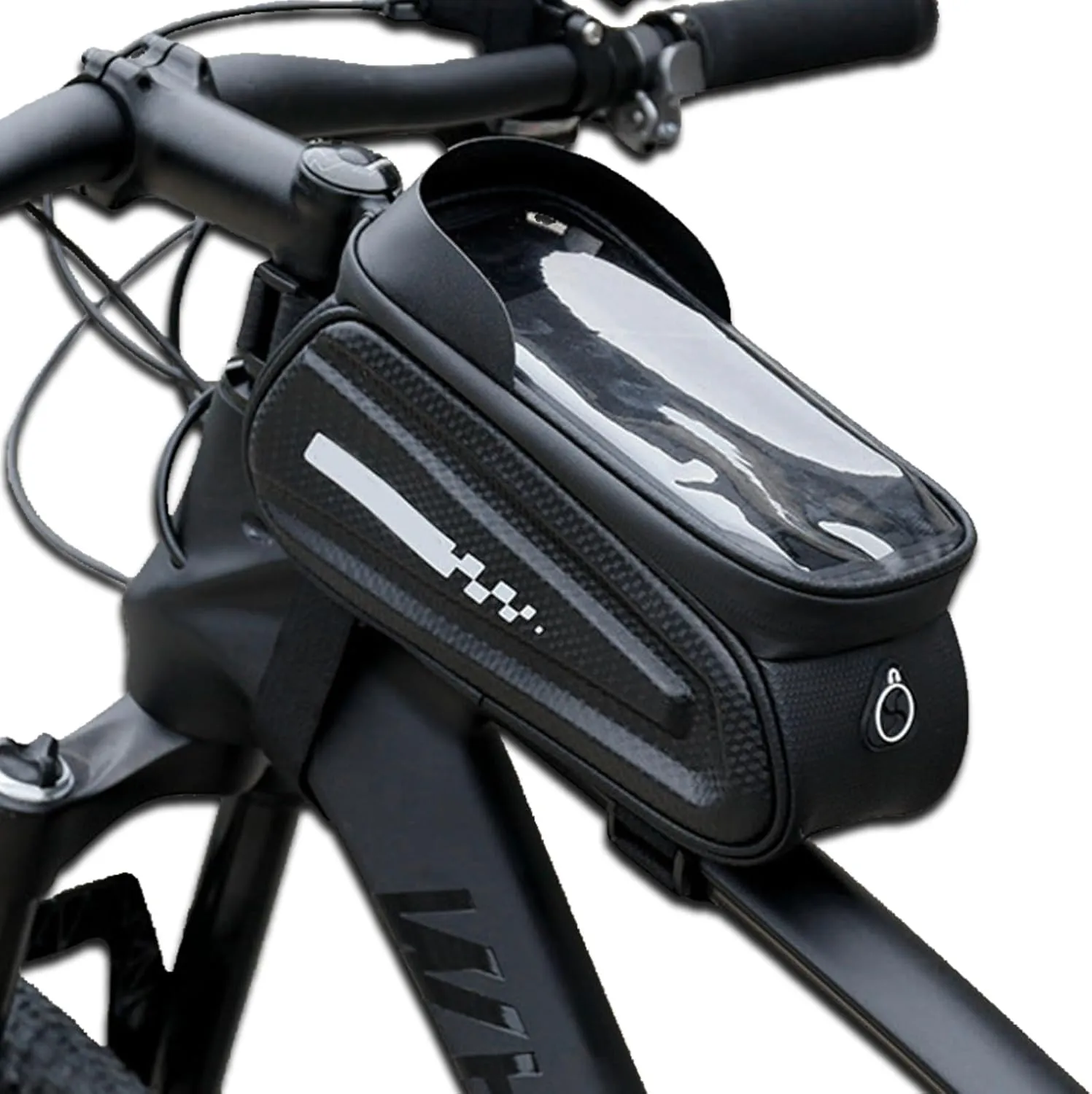 Cycling Bikes Bag, PVC Black Hard Shell Touching Screen Bikes Bag Mobile Phone Bikes Cycling Packet Equipment Bikes Phone Mount Bag for Different Types Bikes