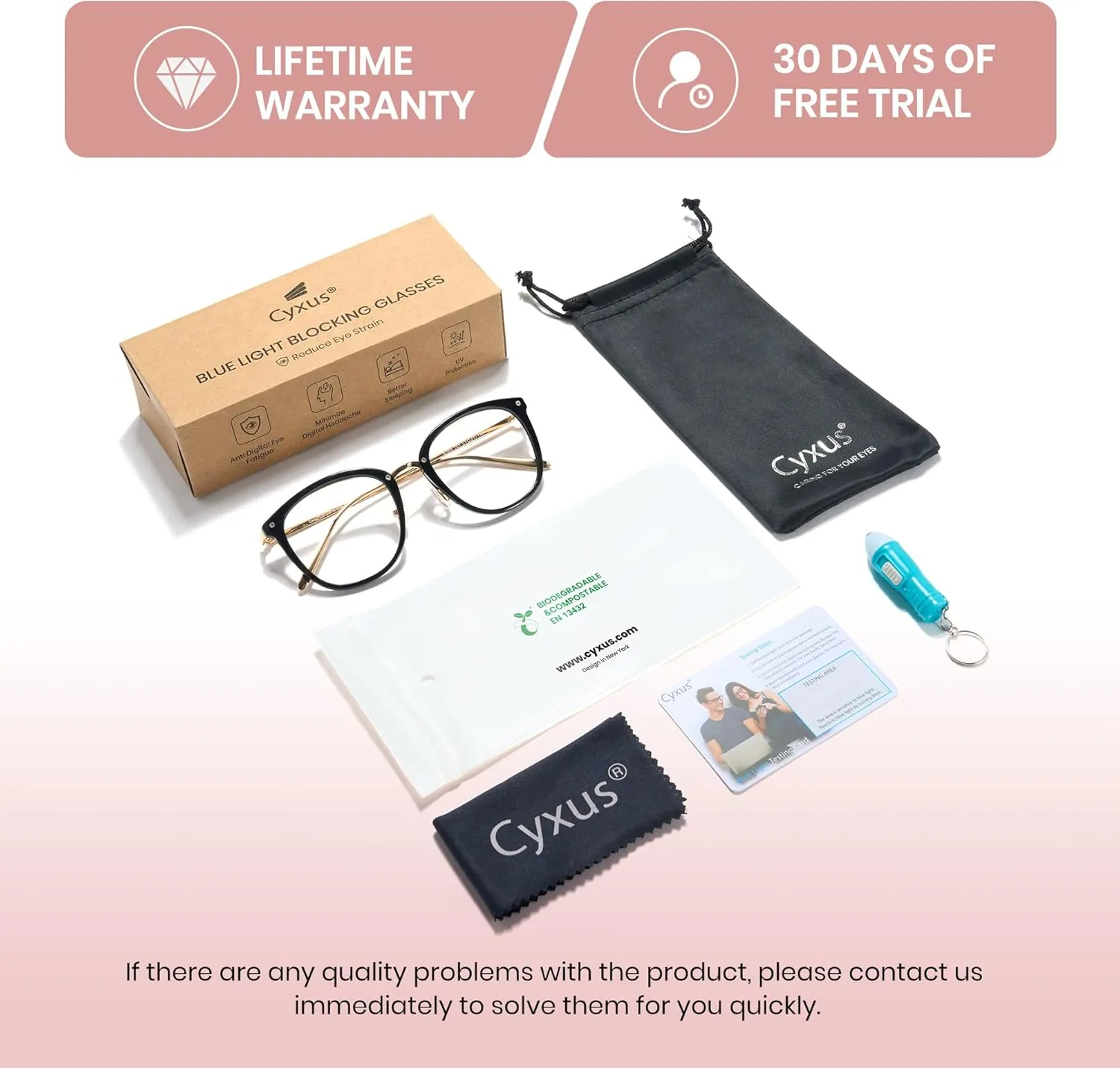 Cyxus Blue Light Glasses for Woman, Fashion Computer Glasses on Office Reduce Eye Strain Anti Migraine for Working Reading