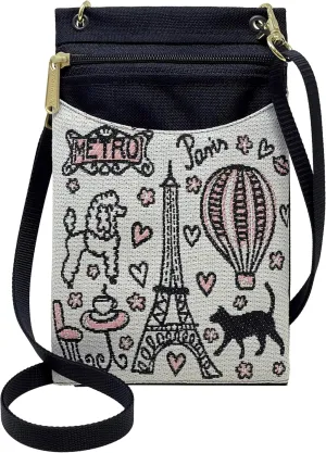 Danny K. Women's Tapestry Crossbody Cell Phone or Passport Purse, Handmade in USA